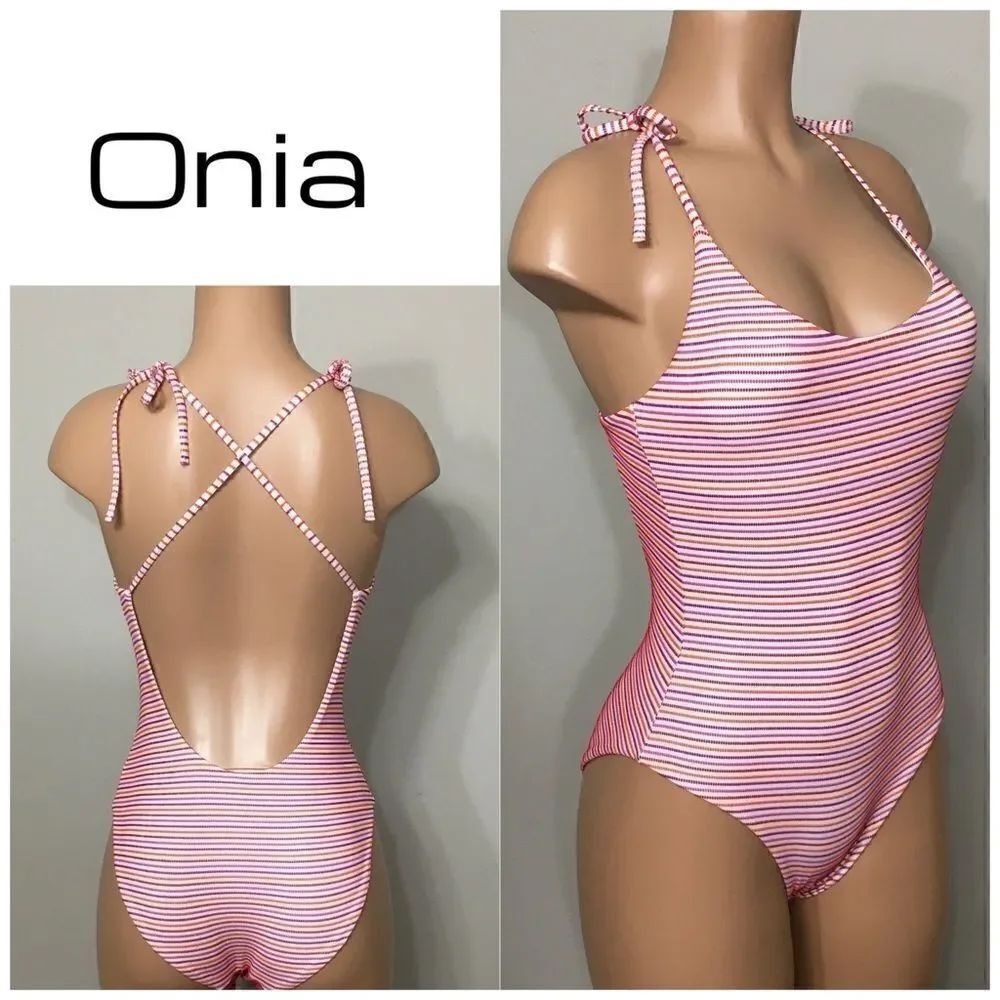 New. Onia textured stripe swimsuit. NWOT